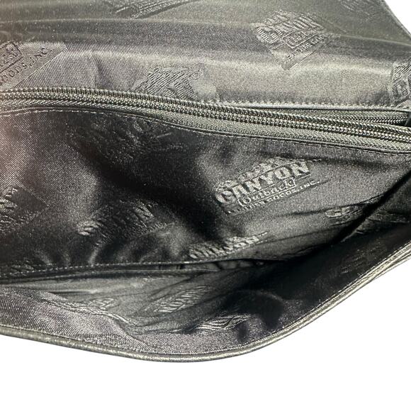 Canyon Outback Black Leather Envelope Clutch Bag Foldover Slim Purse wallet - Picture 7 of 11